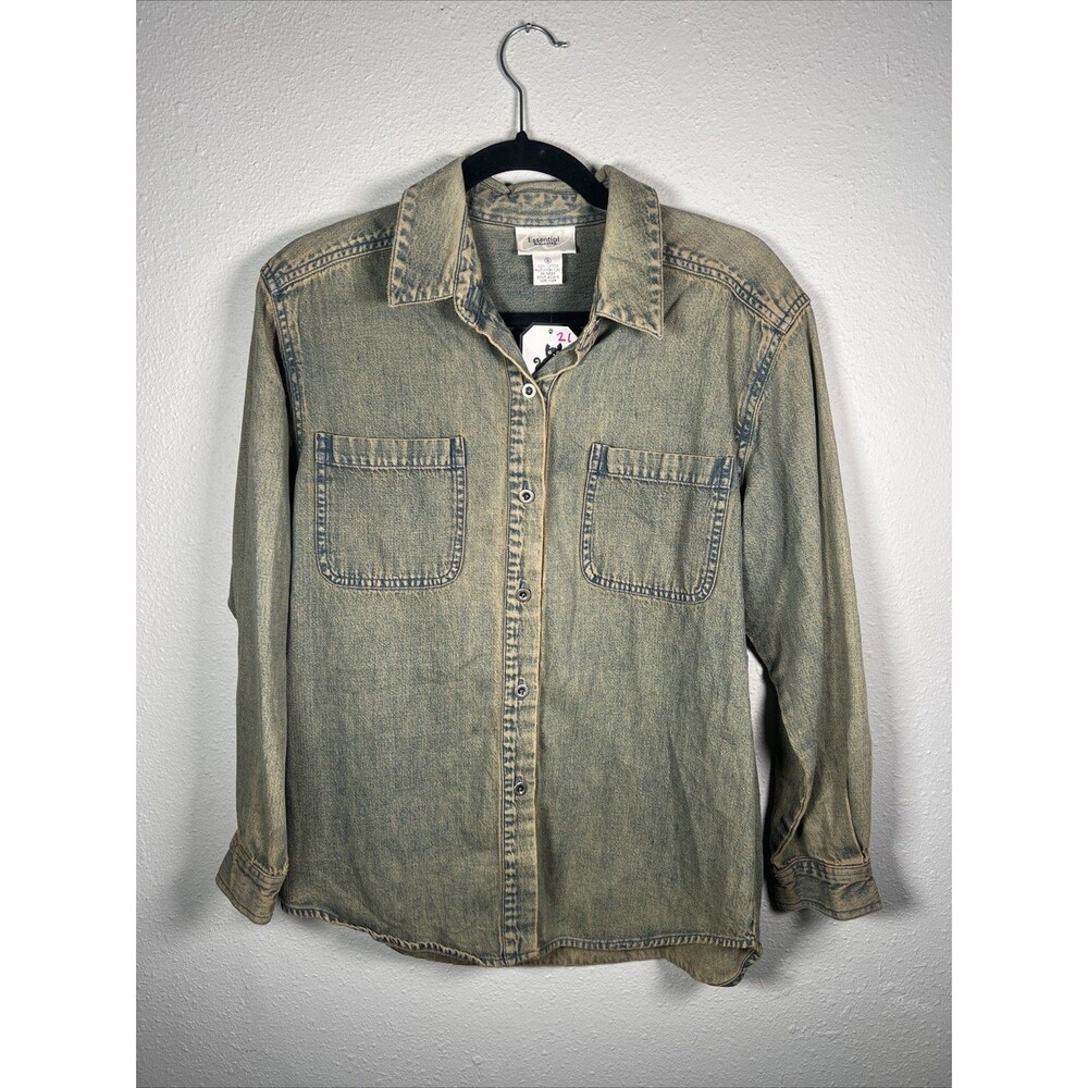 Denim Button down Shirt with faded light wash #21